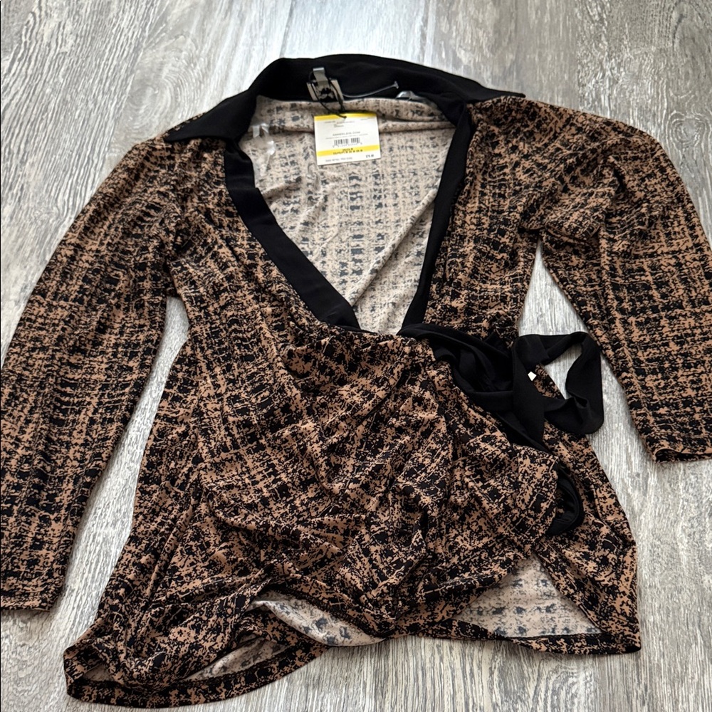 Anne Klein Black and Brown Women's Blouse